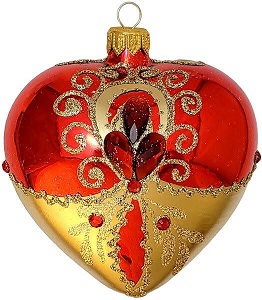 julekugler glas i form af et hjerte